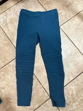 Kids Ribbed Knee Leggings - Teal